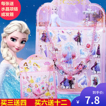 Childrens three-dimensional foam sticker Princess beautiful girl bubble stickers send crystal necklace shiny headband girl jewelry
