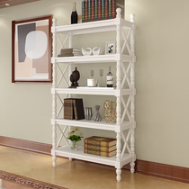 American bookshelf floor solid wood bookcase rack bedroom childrens small bookcase desk storage rack multi-layer cabinet