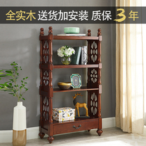American bookshelf floor all solid wood multi-layer shelf bookcase European childrens bookcase living room storage shelf
