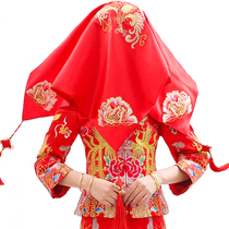  Bride red hijab Wedding red hiker Chinese headscarf Tassel Xiuhe clothing Embroidered hijab cheongsam classical veil