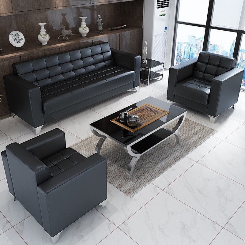 Office sofa coffee table combination business reception sofa simple modern meeting three people Office sofa combination