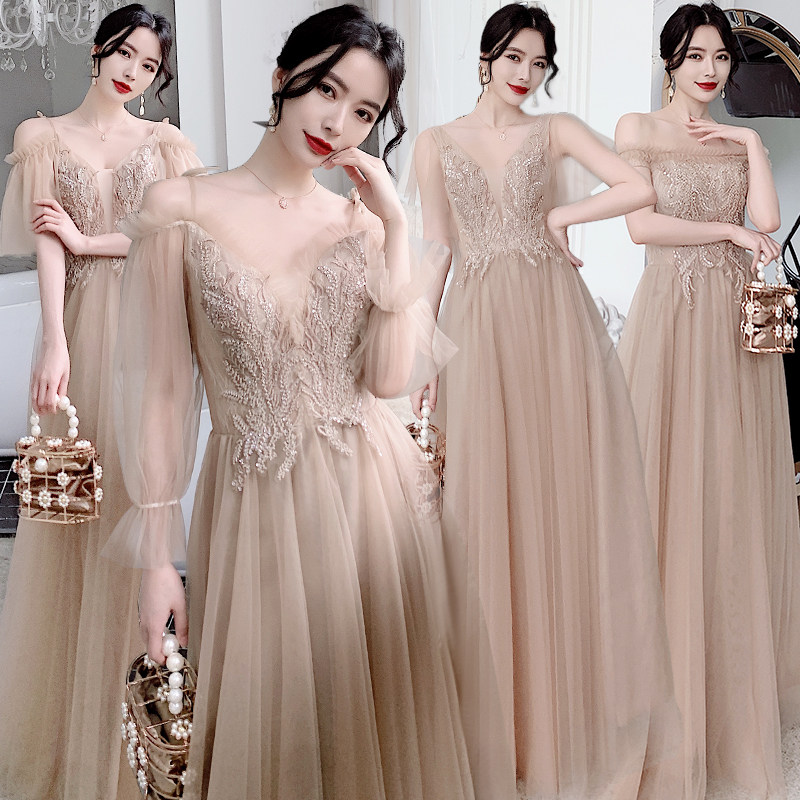 Bridesmaid dress fairy temperament 2023 new summer simple atmosphere sister group bridesmaid dress small dress female long section