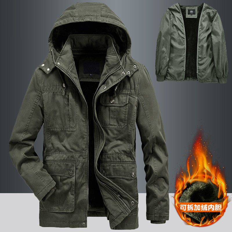 Winter cotton clothes men's pure cotton large size detachable Neri cotton padded jacket large coat of winter clothing thickened and padded cotton clothes overalls