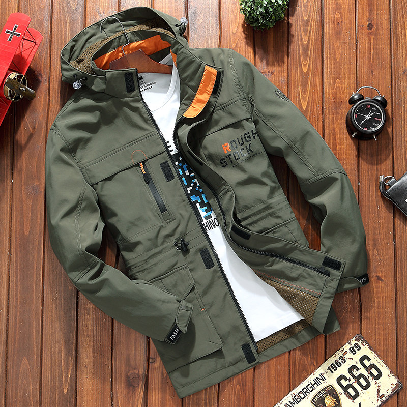 New jacket male spring and autumn loose outdoor charge coat men's clothes leisure dry thin coat tide
