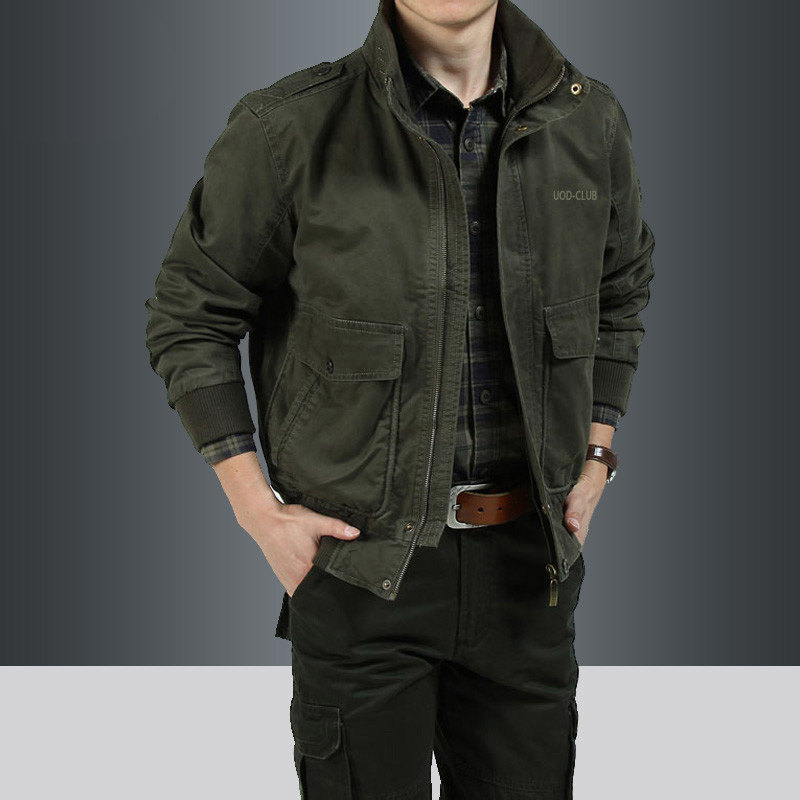 2024 Spring New Stand Collar Jacket Men's Spring and Autumn Young and Middle-aged Men's Top Workwear Men's Cotton Jacket Trendy
