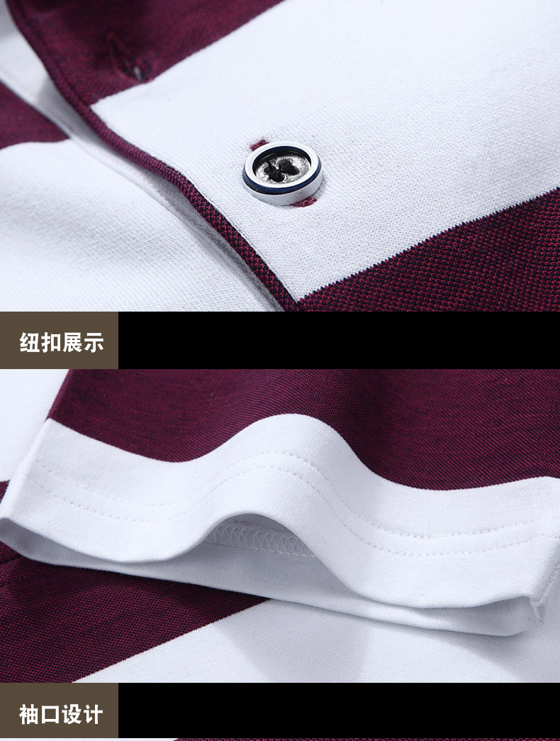 Thời trang nam 2019 chính hãng thời trang hè thêu ve áo sọc kinh doanh thường xuyên cotton ngắn tay áo thun nam thanh niên - Áo phông dài áo thun nam cao cấp