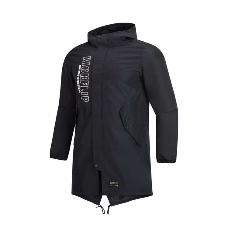 Áo gió thể thao Li Ning nam 2019 xuân mới in mũ trùm đầu thời trang sau khi chia áo khoác AFDP023 - Áo gió thể thao áo gió 2 mặt