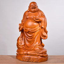 Flower pear solid wood carving Maitreya Buddha ornaments Wood root carving big belly smiling Buddha like red wood home decoration crafts