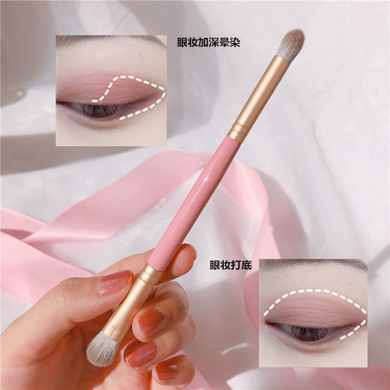 F Huayin makeup soft hair set brush double-headed eye shadow brush smudge details lying silkworm fiber hair pink makeup set