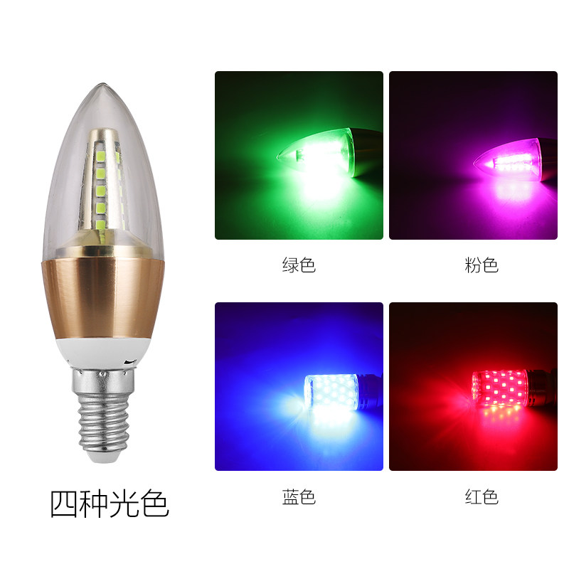 Oxyton color led bulb e14 small screw mouth e27 screw mouth 3w5w God of wealth lamp red blue pink green
