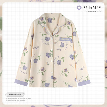 ພາກຮຽນ spring ແລະດູໃບໄມ້ລົ່ນ pajamas ແມ່ຍິງຝ້າຍບໍລິສຸດແຂນຍາວດຽວເທິງ