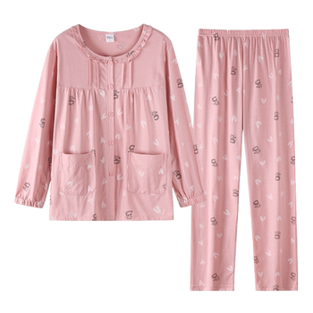 Pyjamas ແມ່ຍິງແຂນຍາວພາກຮຽນ spring ແລະດູໃບໄມ້ລົ່ນຝ້າຍບໍລິສຸດ 2025 ໃຫມ່ cardigan ບາງໆ summer ແມ່ອາຍຸກາງ, ຊຸດເຄື່ອງນຸ່ງບ້ານ