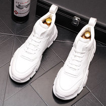 Tide brand small white shoes mens leather Korean version of Wild trend 2021 spring new mens sports leisure board shoes