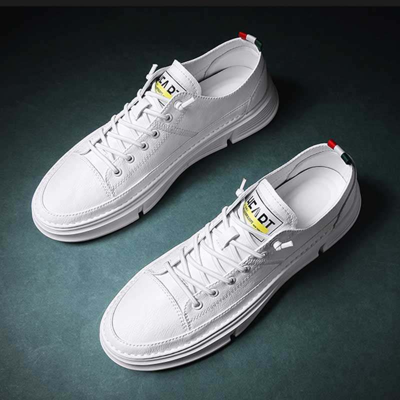 Set of feet small white shoes men's pure leather Korean version of the trend all-match summer new leather fashion sports casual low top sneakers