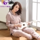 Hong Kong Kang Yi Bộ đồ ngủ cotton mùa thu và mùa đông đơn giản cho nam đơn giản Bộ đồ ngủ dài tay giản dị - Bên ngoài ăn mặc