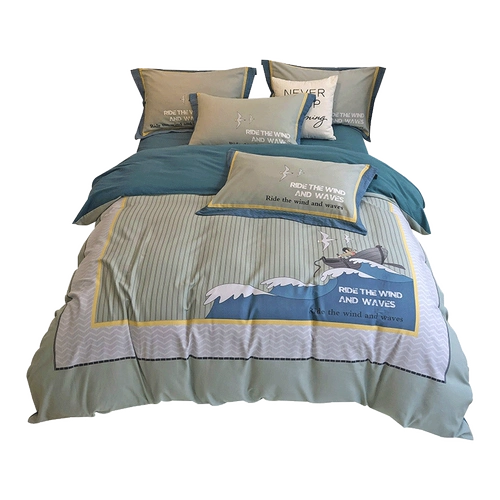 盛宇 Хлопковое покрывало, хлопковый комплект, простыня, современный пододеяльник, 4 предмета, популярно в интернете