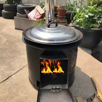 Firewood stove home burning firewood rural small outdoor indoor old-fashioned grass pot firewood stove courtyard boiled water for cooking