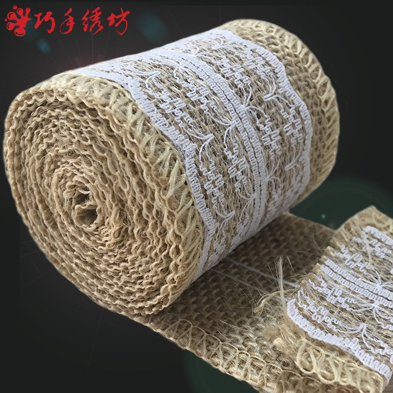 Lace linen strip 6cm wide handmade diy material tie bottle decoration material hemp rope weaving binding accessories