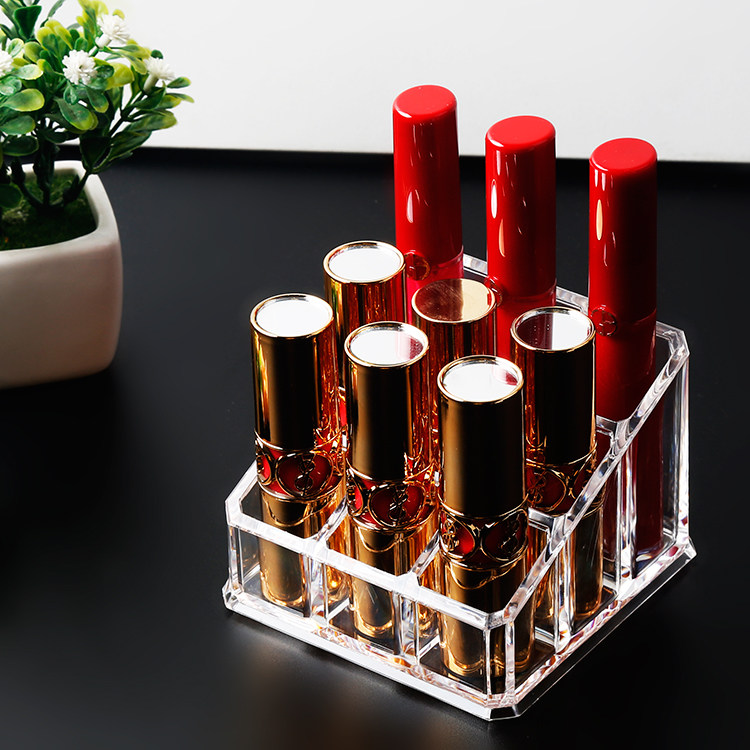 Upscale transparent mouth red containing box acrylic lip red display case mouth red containing layer frame lip balm containing finishing box