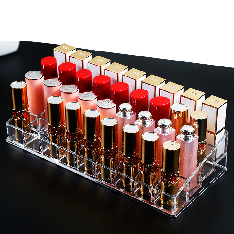 Acrylic transparent desktop lipstick seat 24 grid lipstick box finishing lipstick rack display stand lipstick lipstick storage box