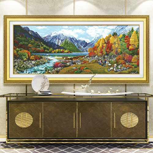 KS Cross -Stitch Atmosphere Shangri -la Большая вышиваемая ландшафт в гостиной