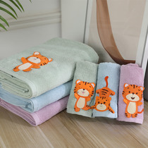 Cartoon pure cotton cartoon children towels with no water drop Mao fang towel cute wash face towels full cotton towel Home bath towels