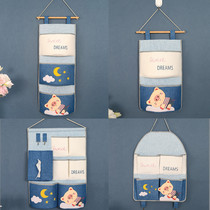 Comic flute Cloth Art Hanging Cute Pig Pig Cashier Bag of Miscellaneous Cartoon Hanging Pocket Bedroom Storage Bag Multilayer Hanging Bag