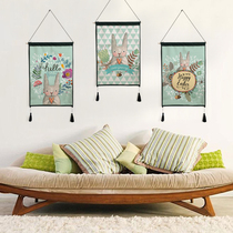 Cartoon rabbit flag cover cloth Fabric decoration Hanging cloth Restaurant cafe wall creative decoration hanging painting