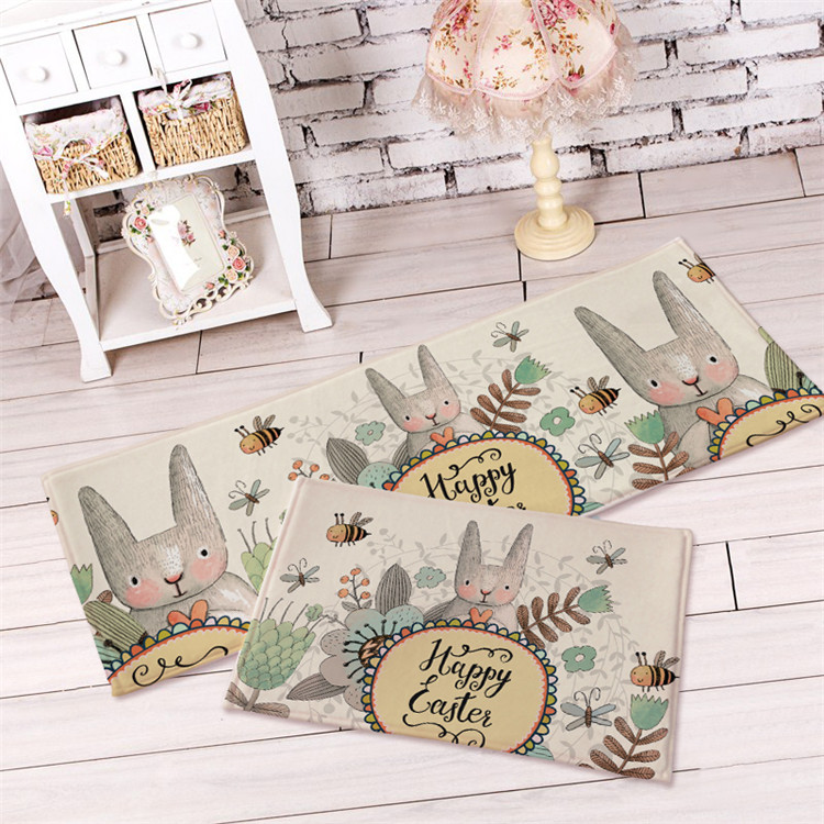 Meng Meng dễ thương thỏ thỏ hoạt hình dễ thương da lộn thảm thảm minh họa trong nhà đại sảnh phòng tắm thảm pad - Thảm thảm trải giường