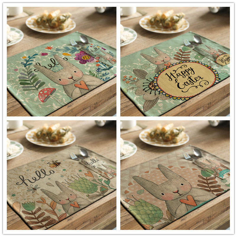 Creative Cartoon Rabbit Cotton Linen Cutton Cutton Cutting Pad Insulation Pad Kitchen Dish Heat Resistance Cup Pad