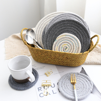 Coaster bowl pad padded heat insulation pad linen meal pad hand woven cotton thread meal pad simple cotton linen pad