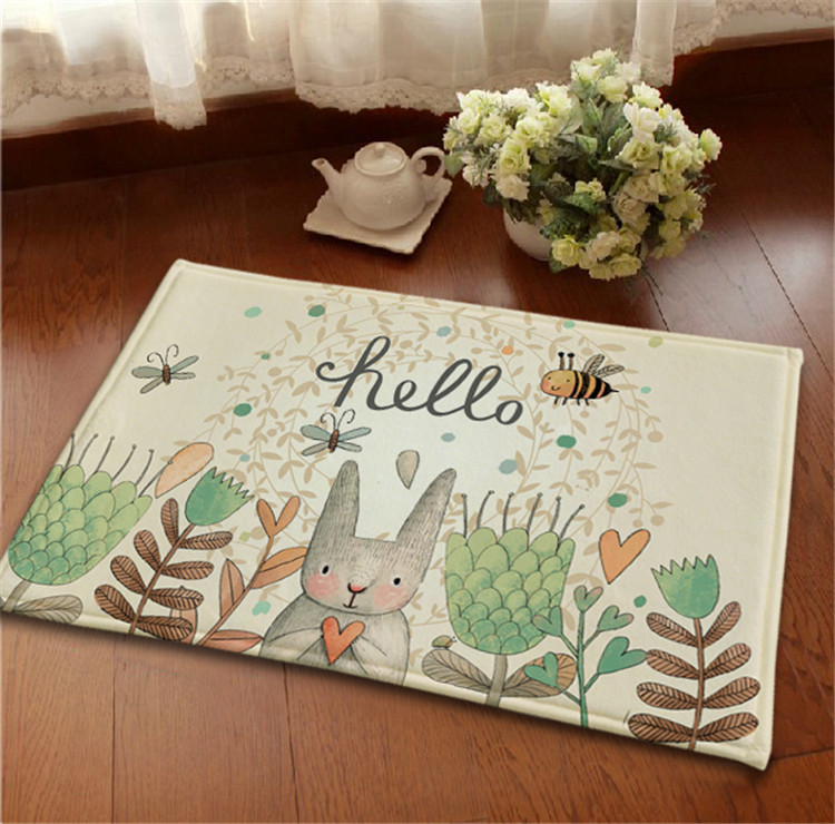 Meng Meng dễ thương thỏ thỏ hoạt hình dễ thương da lộn thảm thảm minh họa trong nhà đại sảnh phòng tắm thảm pad - Thảm thảm trải giường