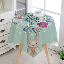 Cartoon rabbit tea table cloth refrigerator dust cloth bedside table cover cloth washing machine cover towel small fresh small square table tablecloth