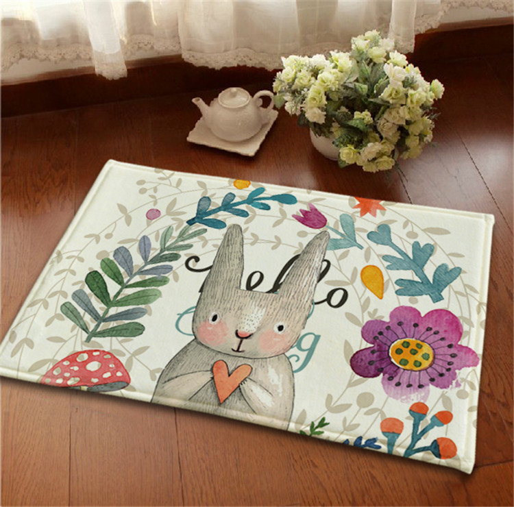 Meng Meng dễ thương thỏ thỏ hoạt hình dễ thương da lộn thảm thảm minh họa trong nhà đại sảnh phòng tắm thảm pad - Thảm thảm trải giường