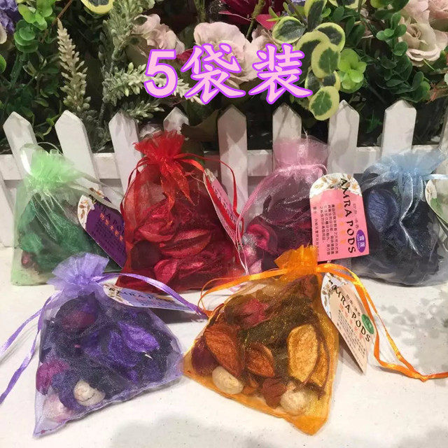 5 bags of natural dry petal sachet sachet Portable long-lasting lavender rose sachet Wardrobe deodorant pest control