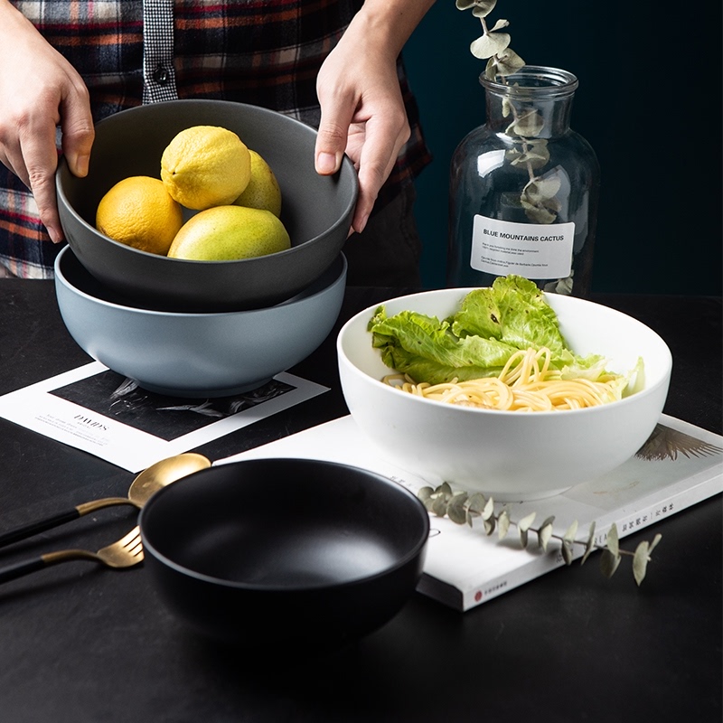 Pure color matte enrolled glaze ceramic bowl with Chen, "Nordic home big bowl ins contracted daily food bowl such as always