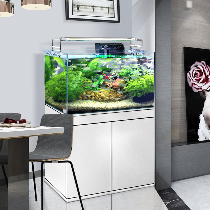 SeaStar fish tank ultra white glass ecological water straw cylinder open living-room office small and medium floor building view aquarium