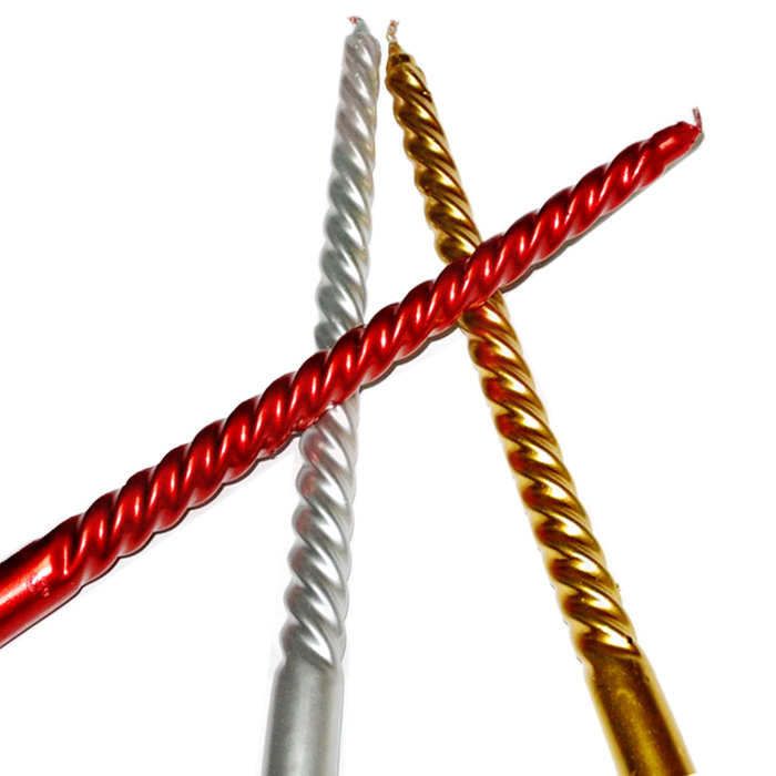 European candle holder special candles Birthday candlelight dinner can be ignited Electroplated spiral rod candles are not easy to drip wax