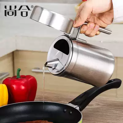 Shanghe 304 stainless steel oil pot dustproof with lid Pour oil bottle leak-proof soy sauce bottle Large oil vinegar tank Edible oil tank