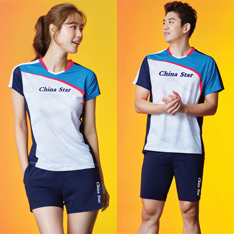 Badminton suit suit Men's and women's jerseys short-sleeved shorts Quick-drying air sports running tennis ping-pong suit couple models