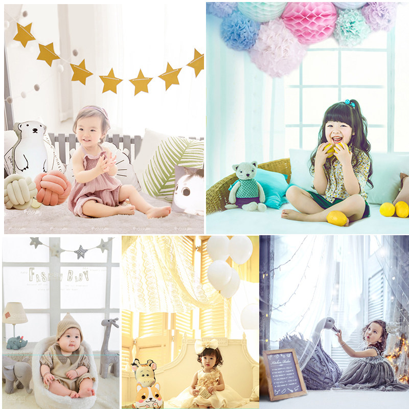 Fresh indoor window photo background cloth photo studio children's photography simple cartoon 100 days baby shooting background paper