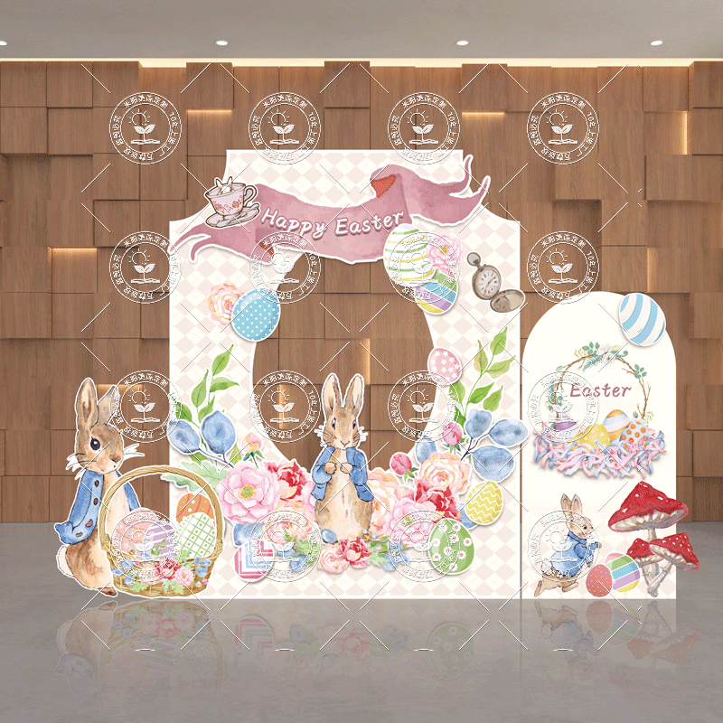 Easter Party Event Kt Board Cartoon Rabbit Egg Decoration Arrangement Photo Frame Holiday Celebration Kt Board Props