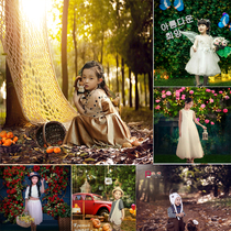 Shen Shen Department shooting background cloth flowers and grass forest scenery virtual children photography photo selfie background paper