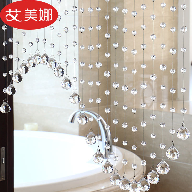 Crystal bead curtain partition Living room aisle Bedroom curtain Door curtain Finished entrance Powder room semi-hanging curtain free hole