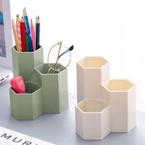 Nordic three-grid ins oblique plug-in creative pen holder multi-functional desktop decoration ornaments makeup brush pen barrel storage box