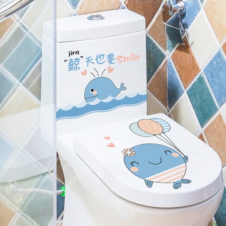 Makeup room Toilet Sticker Nordic Funny Cartoon Cute Sitting Potty toilet Waterproof Toilet Lid Decoration Individuality