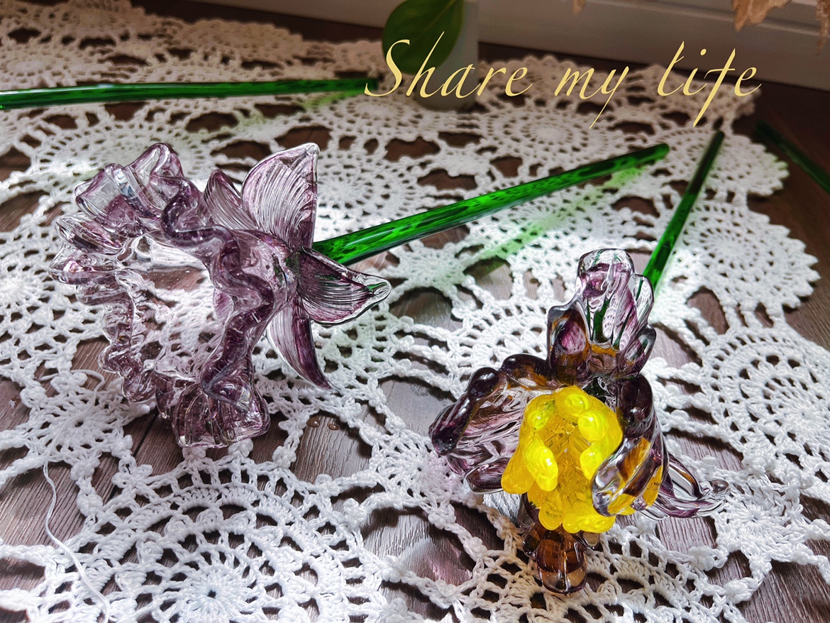 Evergreen stained glass flower retro stained glass glass flower decoration light and luxurious soft-mounted living room-Taobao