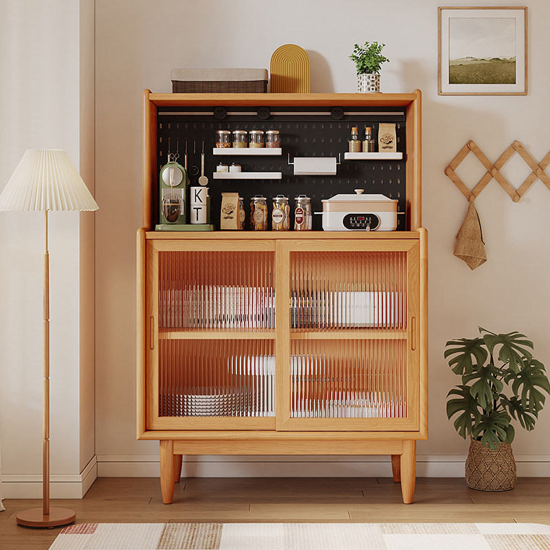 North American cherry wood sideboard solid wood tea cabinet Japanese-style living room locker kitchen hole board operating table side cabinet