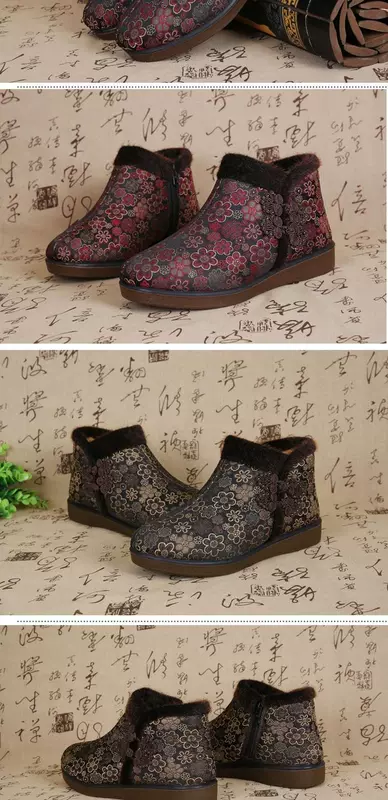 Trung niên và già cao tuổi giúp giày vải Bắc Kinh Giày nữ bằng vải cotton dày ấm nhung mềm đế chống trượt cho mẹ cỡ lớn 4142 giầy cotton giày thể thao nữ màu đen