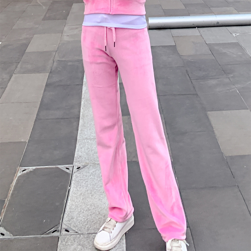 2026 Spring and Autumn New Korean Style Velvet Sports Casual Pants Gold Velvet Loose Yoga Straight Pants for Women